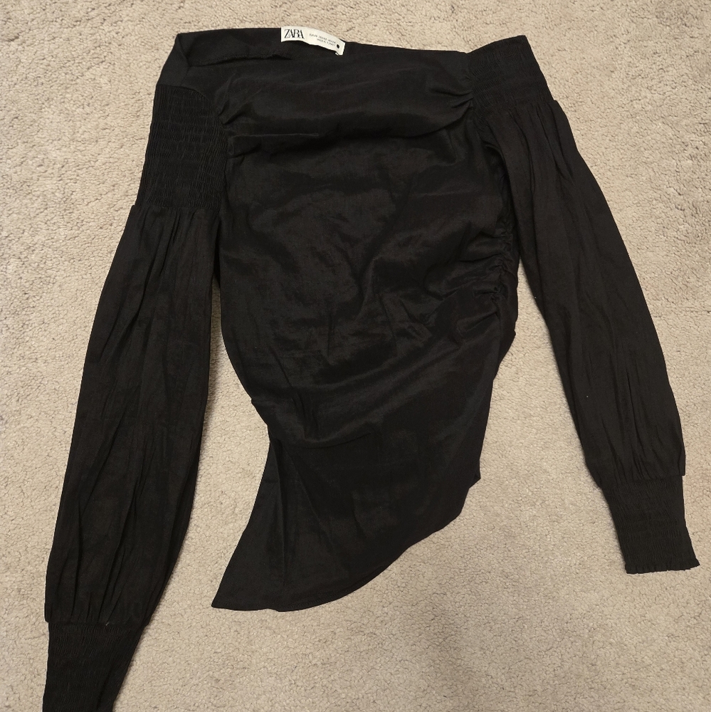 Zara Elegant Black Off-Shoulder Blouse